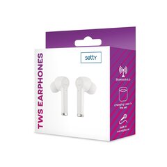 Setty Bluetooth earphones TWS with a charging case ECA-01 white цена и информация | Теплая повязка на уши, черная | pigu.lt