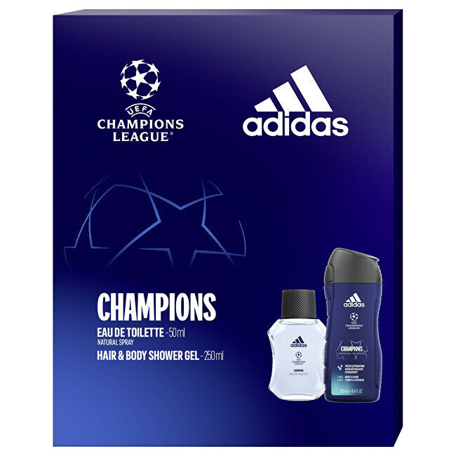 Rinkinys Adidas Uefa Champions League Edition vyrams: tualetinis vanduo EDT, 50 ml + dušo želė, 250 ml kaina ir informacija | Kvepalai vyrams | pigu.lt