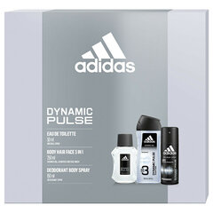 Rinkinys vyrams Adidas Dynamic Pulse: EDT, 50 ml + purškiamas dezodorantas, 150 ml + dušo želė, 250 ml kaina ir informacija | Kvepalai vyrams | pigu.lt