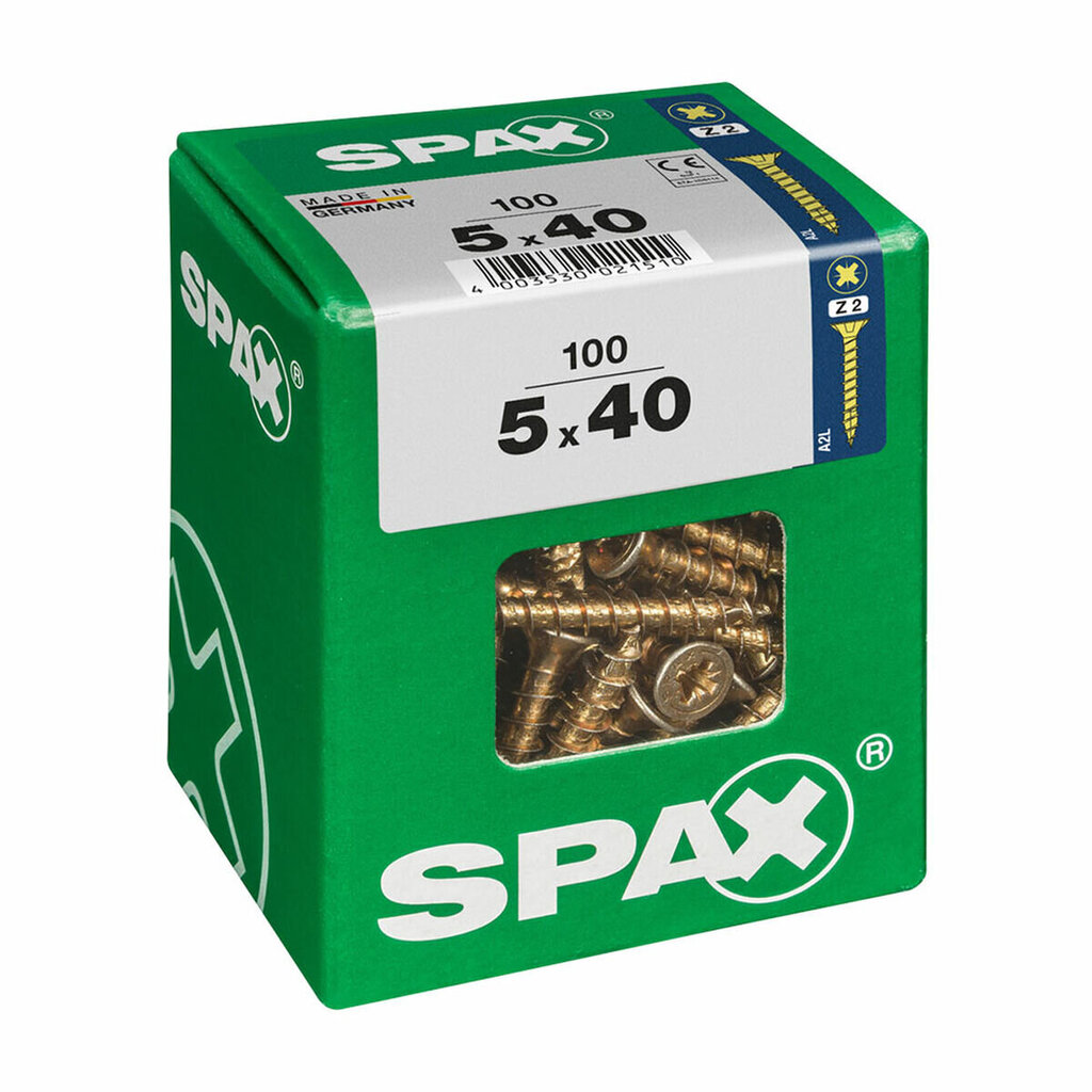 Medsraigčiai Spax Yellox 5 x 40 mm, 100vnt. цена и информация | Mechaniniai įrankiai | pigu.lt