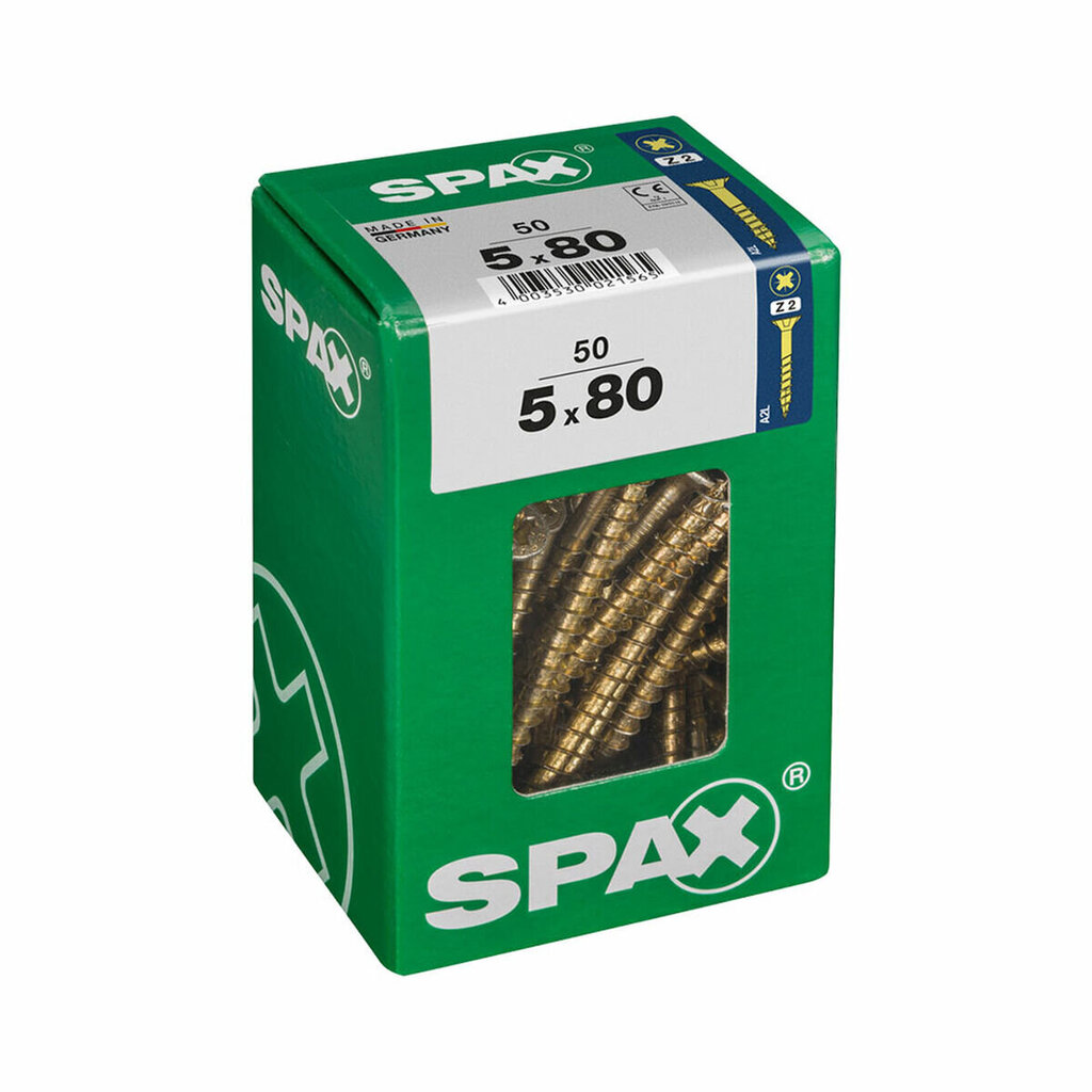 Medsraigčiai Spax Yellox 5 x 80 mm, 50vnt. kaina ir informacija | Mechaniniai įrankiai | pigu.lt