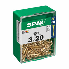 Шурупы SPAX Yellox, плоская головка, 100 шт. (3 x 20 мм) цена и информация | Механические инструменты | pigu.lt