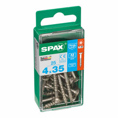 Шурупы SPAX, плоская головка, 25 шт. (4 x 35 мм) цена и информация | Механические инструменты | pigu.lt