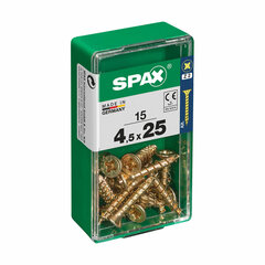 Шурупы SPAX Yellox, плоская головка, 15 шт. (4.5 x 25 мм) цена и информация | Механические инструменты | pigu.lt