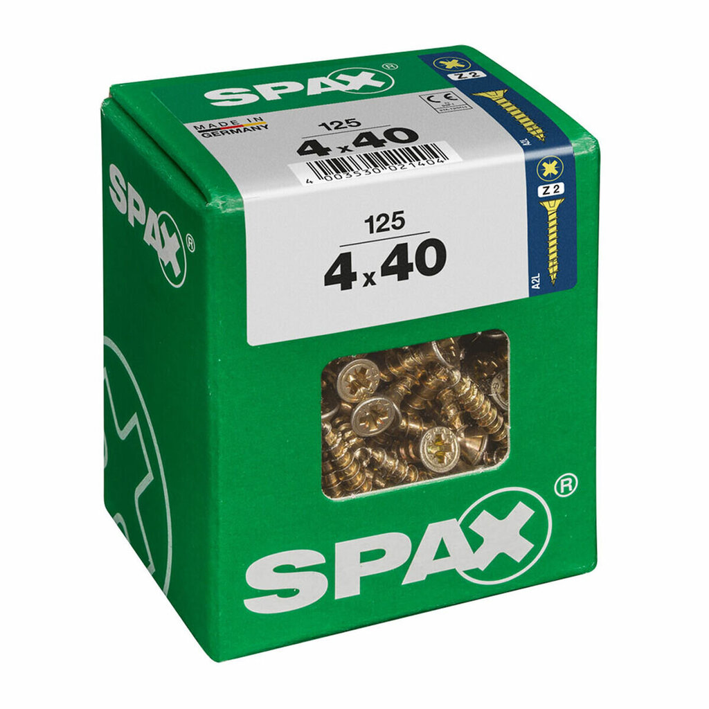 Medsraigčiai Spax Yellox 4 x 40 mm, 125vnt. цена и информация | Mechaniniai įrankiai | pigu.lt