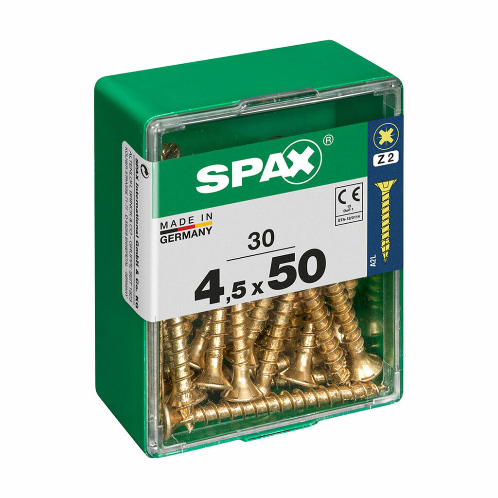 Medsraigčiai Spax Yellox 4,5 x 50 mm, 30vnt. kaina ir informacija | Mechaniniai įrankiai | pigu.lt