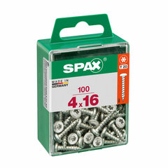 Шурупы SPAX Wirox, круглая головка, 100 шт. (4 x 16 мм) цена и информация | Механические инструменты | pigu.lt
