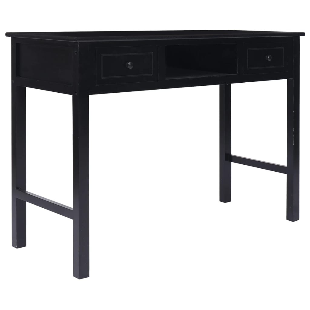 Rašomasis stalas, juodas, 108x45x76cm, paulovnijos masyvas kaina ir informacija | Kompiuteriniai, rašomieji stalai | pigu.lt