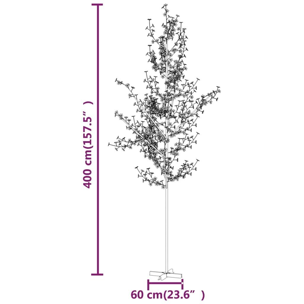 LED medis su vyšnių žiedais, 400cm, 672 šiltos baltos LED цена и информация | Kalėdinės dekoracijos | pigu.lt