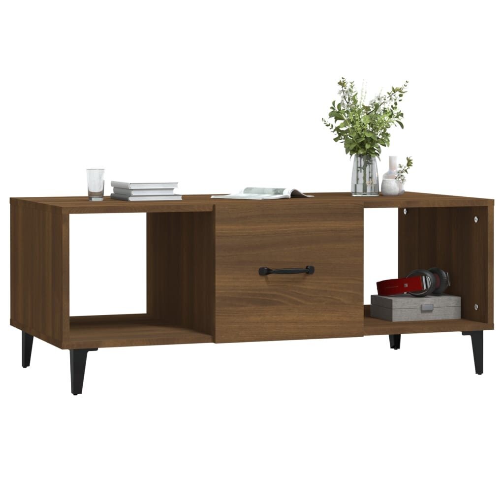 Kavos staliukas, Apdirbta mediena, 102x50x40cm, rudo ąžuolo spalva kaina ir informacija | Kavos staliukai | pigu.lt