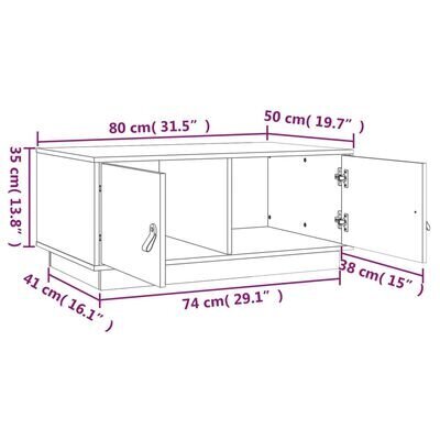 Kavos staliukas 80x50x35cm, juodas kaina ir informacija | Kavos staliukai | pigu.lt