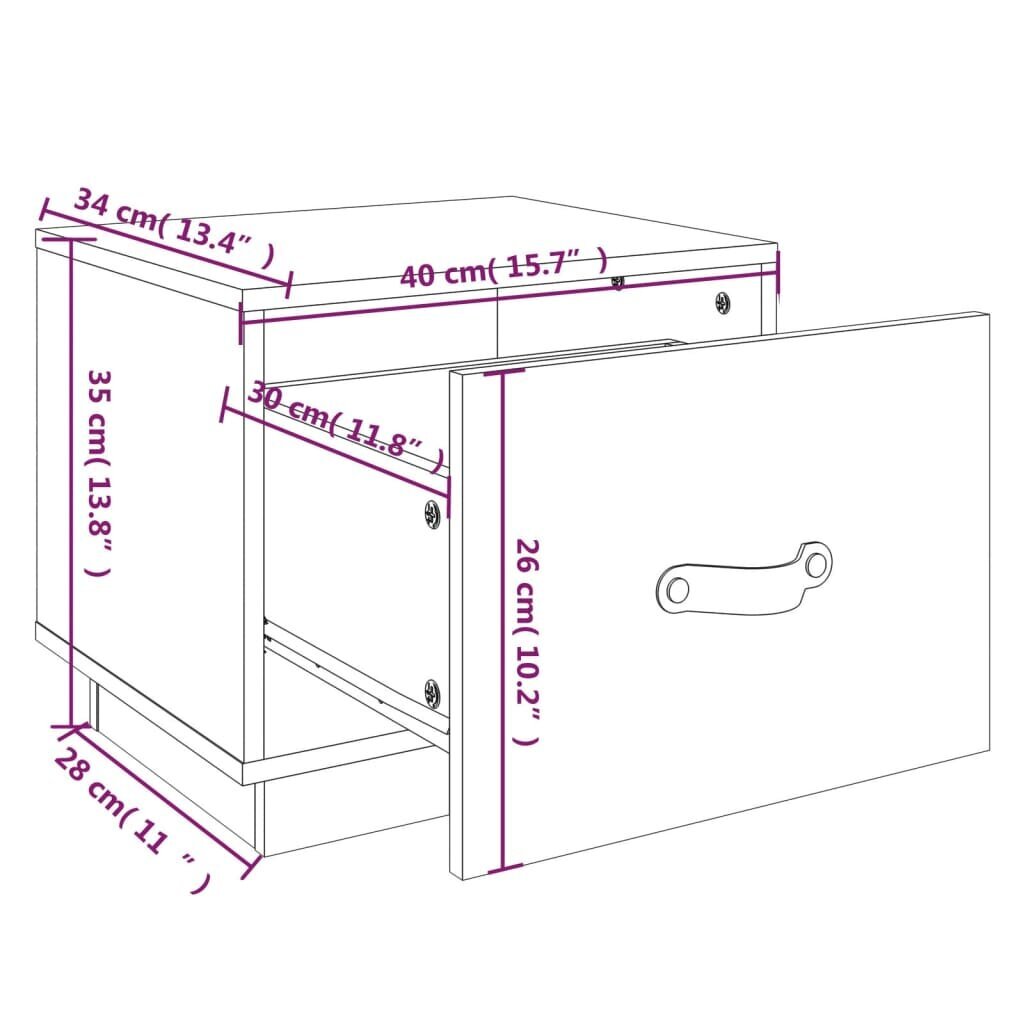 Naktinė spintelė 40x34x35cm, pilka kaina ir informacija | Spintelės prie lovos | pigu.lt