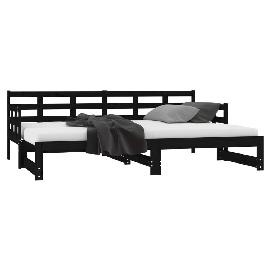 Ištraukiama lova, 2x(80x200) cm, juoda kaina ir informacija | Lovos | pigu.lt