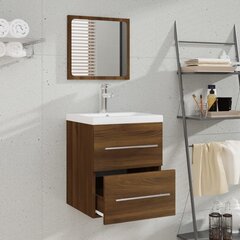 Vonios spintelė su veidrodžiu, 41x38,5x48cm, ruda ąžuolo spalva цена и информация | Комплекты в ванную | pigu.lt