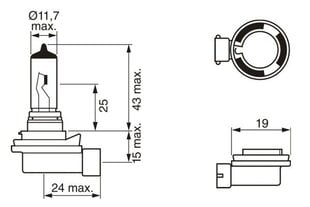 Bosch H8 12V 35W Pure Light kartoninė 1vnt kaina ir informacija | Automobilių lemputės | pigu.lt