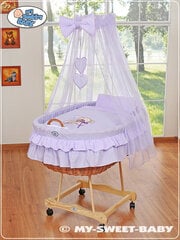 Kūdikio lova Moses Basket/Pinti lopšys su užuolaidomis Bear with bow lilac kaina ir informacija | Kūdikių lovytės | pigu.lt