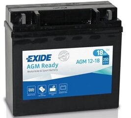 Exide moto akumuliatorius 12V 18Ah AGM12-18 181x77x167-+ цена и информация | Аккумуляторы для мотоциклов | pigu.lt