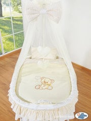 Kūdikio lova Moses Basket/Pinti lopšys su užuolaidomis Bear with bow cream kaina ir informacija | Kūdikių lovytės | pigu.lt