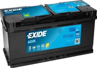 Starterio akumuliatorius Exide AGM 106Ah 950A 392x175x190-+ цена и информация | Аккумуляторы | pigu.lt