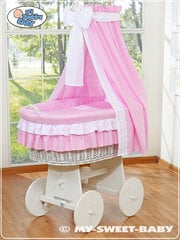 Lova kūdikiui Moses Basket/Pinti lopšys su apdangalu- Bellamy pink kaina ir informacija | Kūdikių lovytės | pigu.lt