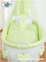 Детская кроватка Moses Basket/Wicker кроватка с драпировкой - bell Amy, зеленая цена и информация | Детские кроватки | pigu.lt