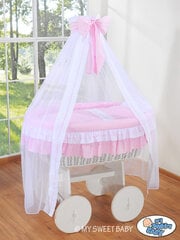 Lova kūdikiui Moses Basket/Deluxe Pintinė lovelė su apdangalu- Bellamy rožinė kaina ir informacija | Kūdikių lovytės | pigu.lt