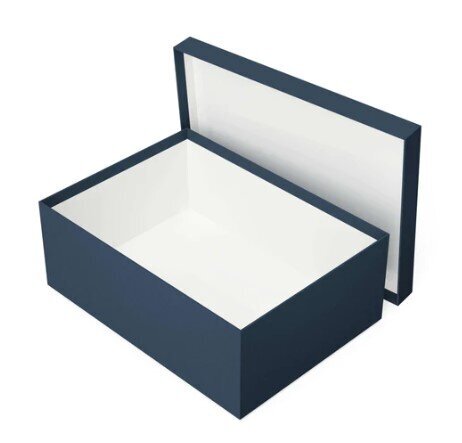 Mėlyna dėžutė su dangteliu XXL dydis. Baltas vidus