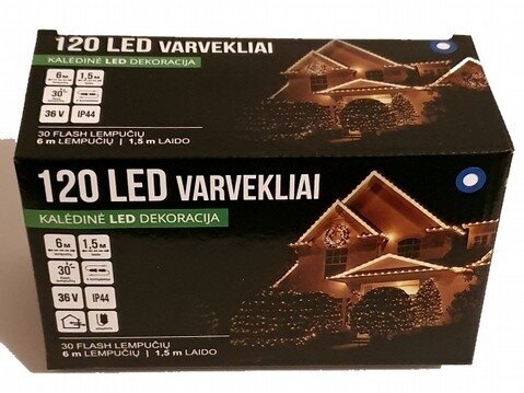 120 LED varvekliai 6m. šalta balta spalva (Flash) цена и информация | Girliandos | pigu.lt