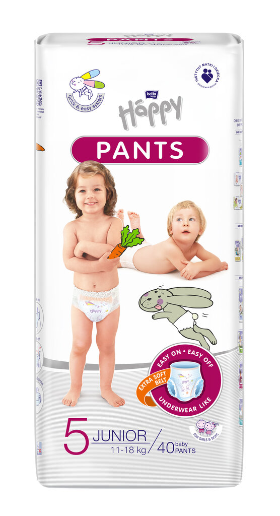 Sauskelnės-kelnaitės Happy Pants Junior, 5 dydis, 40 vnt. kaina ir informacija | Sauskelnės | pigu.lt