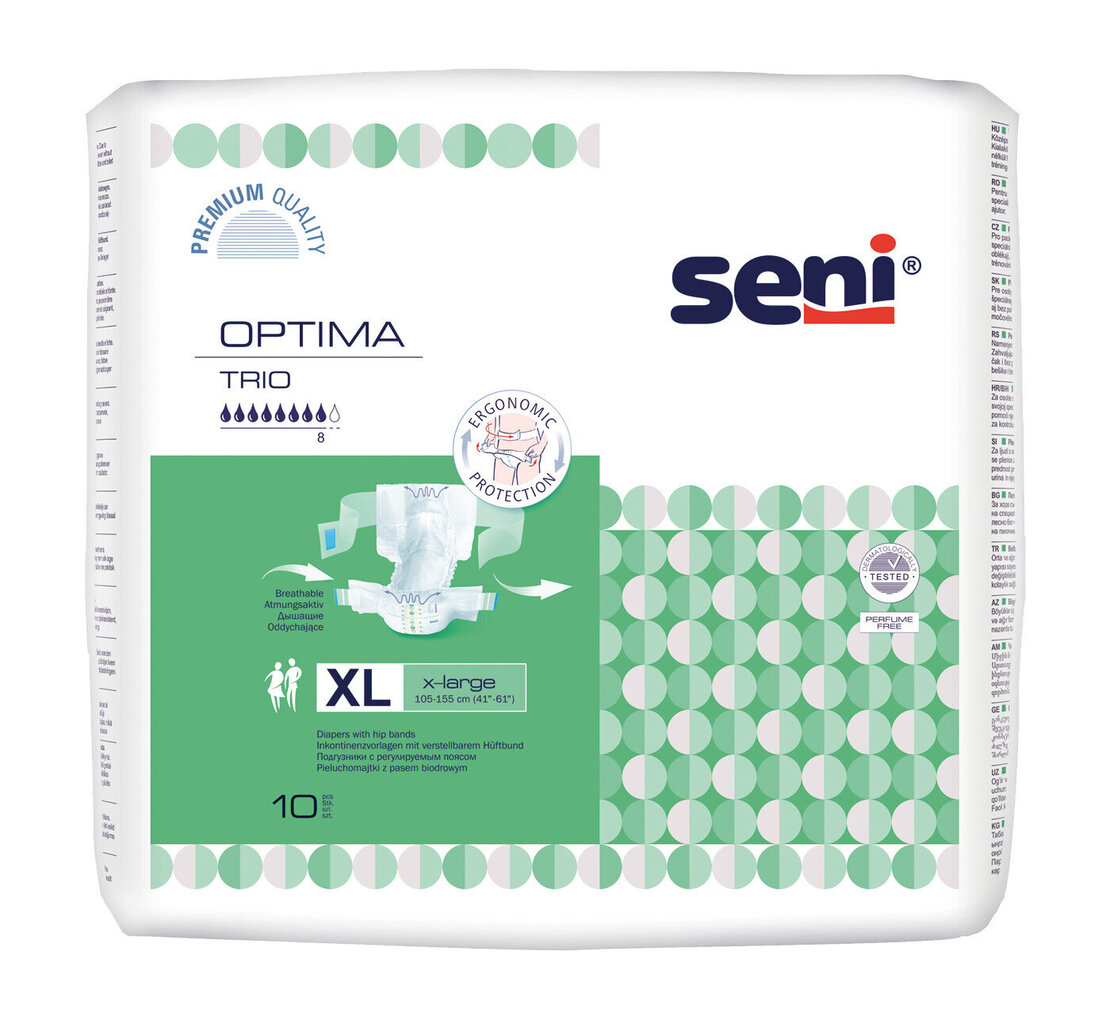 Sauskelnės Seni Optima Trio, XL dydis, 10 vnt. kaina ir informacija | Sauskelnės, įklotai, paklotai suaugusiems | pigu.lt