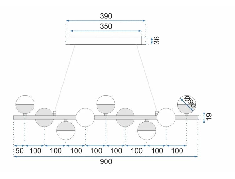 LED lubų pakabinamas šviestuvas 9 galvutės 45W APP400-CP цена и информация | Pakabinami šviestuvai | pigu.lt