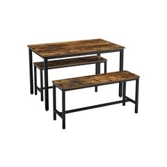 Обеденный стол с 2 скамейками Vasagle, KDT070B01 цена и информация | Комплекты мебели для столовой | pigu.lt