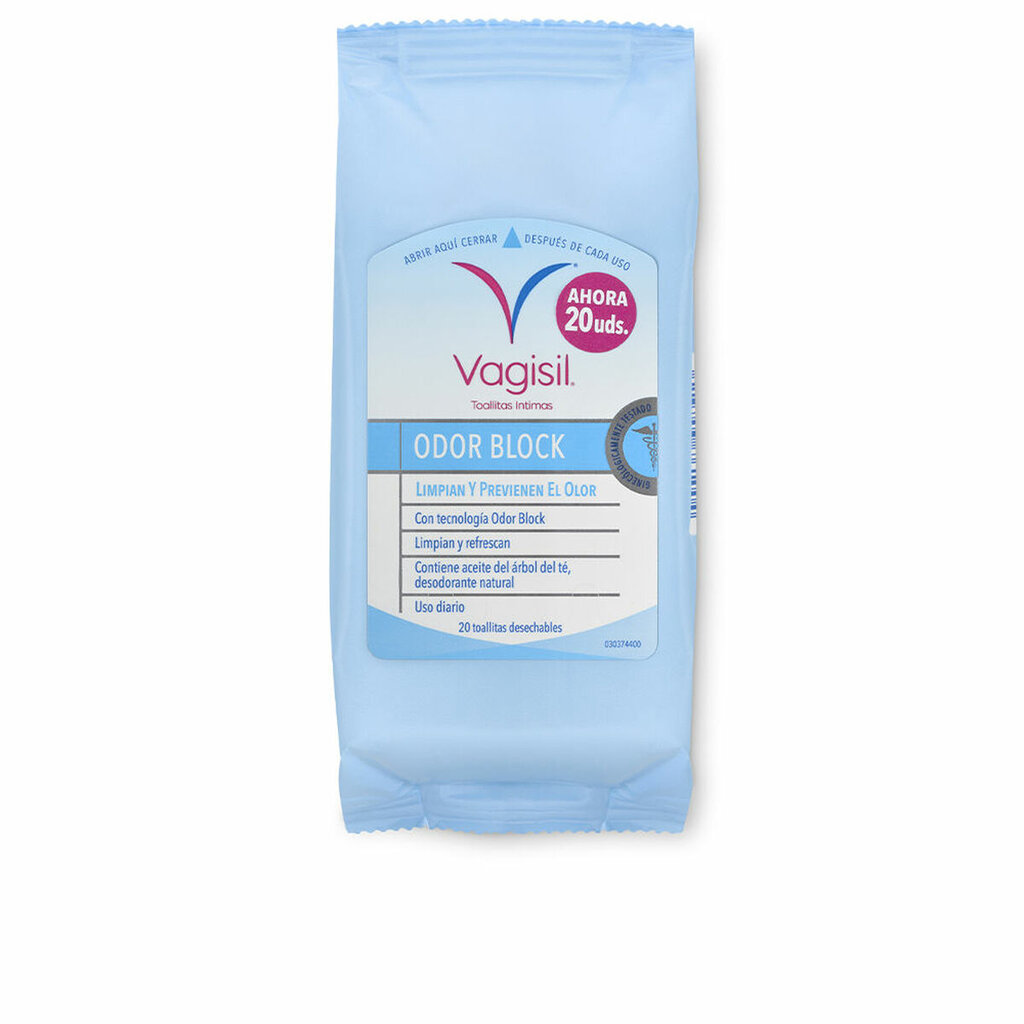 Intymios higienos servetėlės Vagisil Odor Block, 20 vnt. kaina ir informacija | Intymios higienos prausikliai | pigu.lt