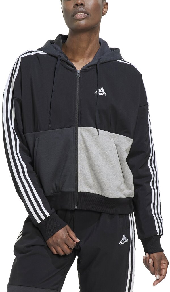 Džemperis moterims Adidas W Cb B Fz Hodie Grey Black HC8833 kaina ir informacija | Sportinė apranga moterims | pigu.lt