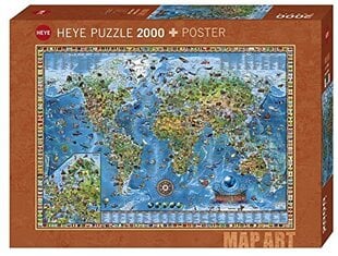 Dėlionė Heye Map Art Nuostabus pasaulis, 2000 d. kaina ir informacija | Dėlionės (puzzle) | pigu.lt