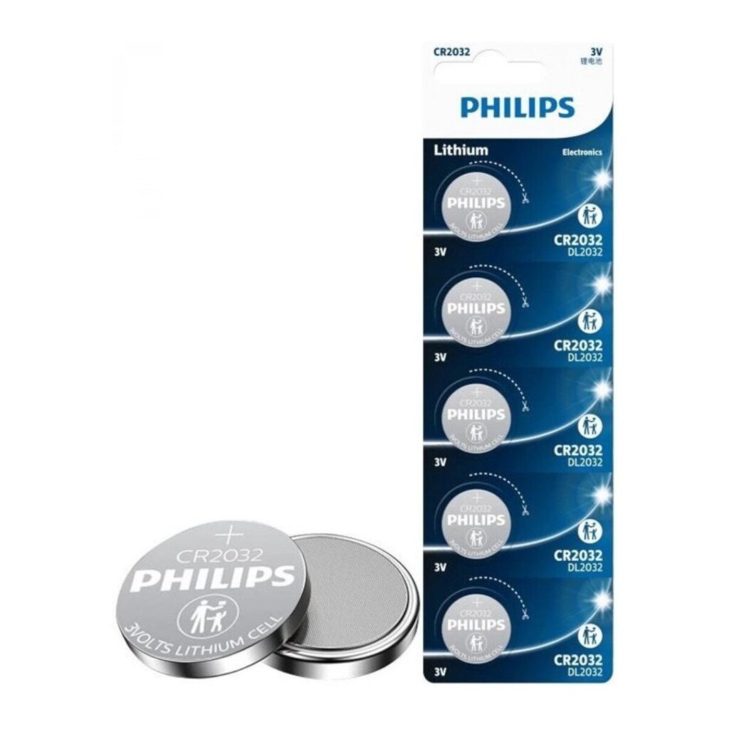 Ličio diskinė baterija Philips CR2032 3V. 5vnt. цена и информация | Elementai | pigu.lt