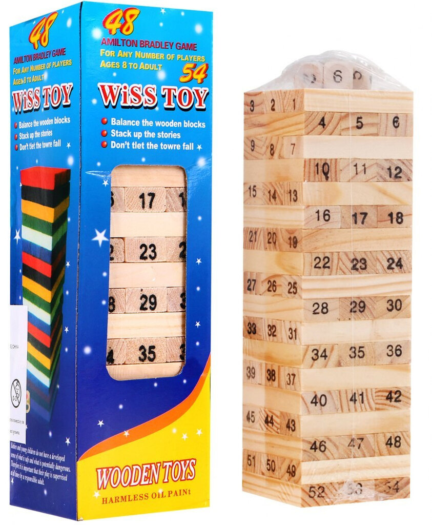 Stalo žaidimas Wooden Toys Wiss Toy, 58 vnt. цена и информация | Lavinamieji žaislai | pigu.lt