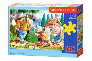 Dėlionė Castorland Three Little Pigs, 60 dalių kaina ir informacija | Dėlionės (puzzle) | pigu.lt