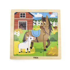 Деревянный пазл - Лошади, 9 деталей цена и информация | Игрушки для малышей | pigu.lt