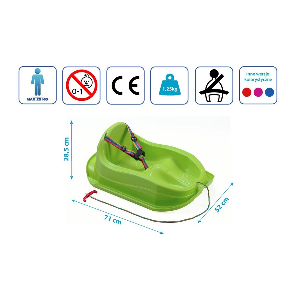Plastikinės rogutės Mini Bobek Marmat, žalios kaina ir informacija | Rogutės | pigu.lt