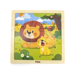 Деревянный пазл - Лев, 9 деталей цена и информация | Игрушки для малышей | pigu.lt