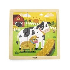 Medinė dėlionė - Karvė, 9 dalys kaina ir informacija | Žaislai kūdikiams | pigu.lt