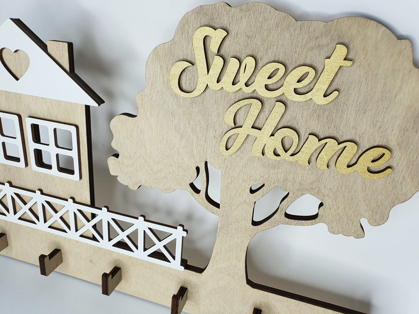 Medinis raktų laikiklis Sweet Home kaina ir informacija | Interjero detalės | pigu.lt