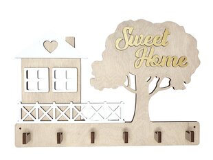 Деревянная ключница с домом и надписью на дереве "Sweet Home"  цена и информация | Детали интерьера | pigu.lt