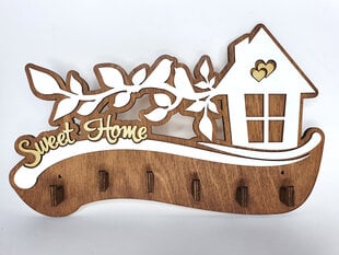 Деревянная ключница с домом и птичками на ветке с надписью “Sweet home” цена и информация | Детали интерьера | pigu.lt