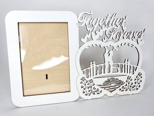 Деревянная белая фоторамка с парой на мосту и надписью “Together Forether” цена и информация | Рамки, фотоальбомы | pigu.lt