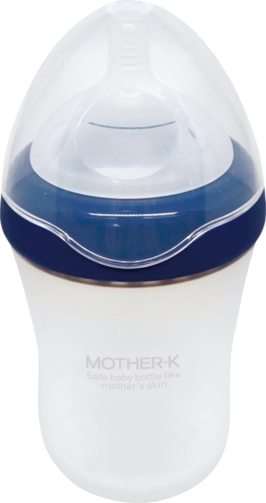Mother-K Silikoninis Maitinimo Buteliukas, 260ml. mėlynas kaina ir informacija | Buteliukai kūdikiams ir jų priedai | pigu.lt