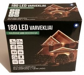 Уличная гирлянда "бахрома" 180LED, 9 м, синий / холодный белый, FLASH, 144, 6603 цена и информация | Гирлянды | pigu.lt