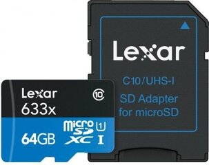 Карта памяти Lexar microSDHC UHS-I 633x 64GB цена и информация | Карты памяти для телефонов | pigu.lt