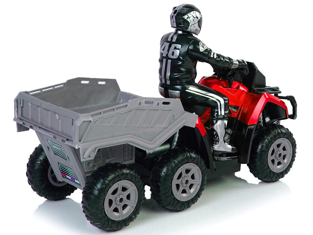 Lean toys Keturratis su priekaba 1:10 Off-Road Red 2.4G kaina ir informacija | Žaislai berniukams | pigu.lt